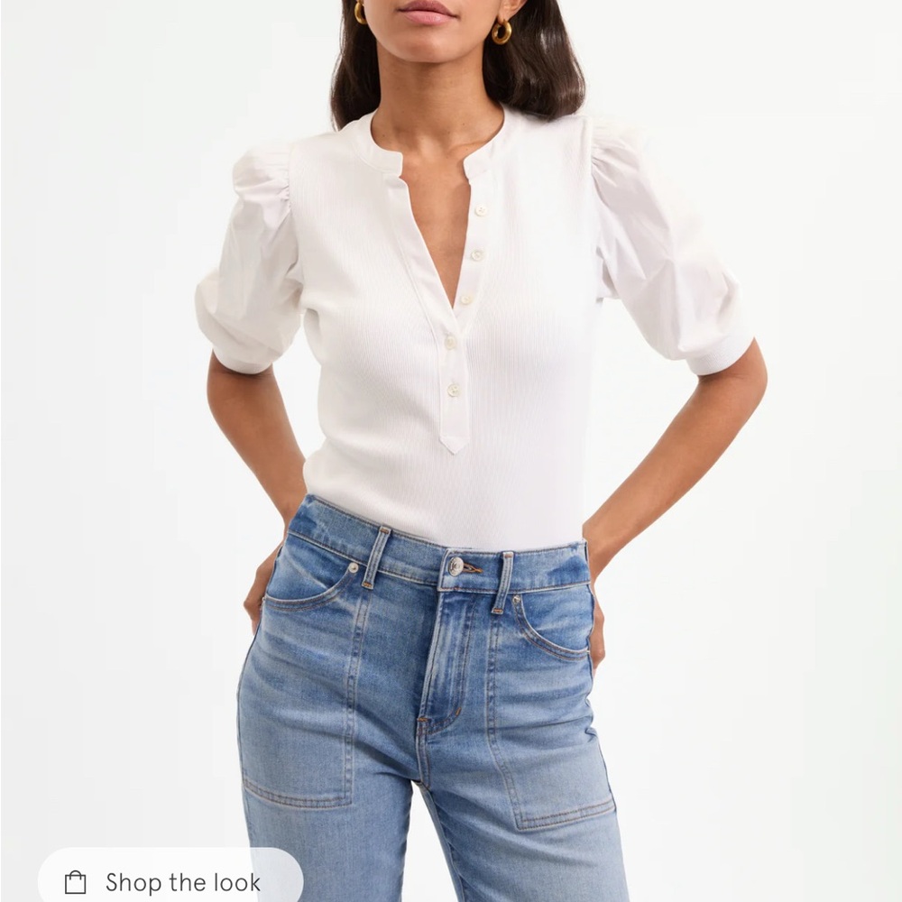 Veronica Beard Coralee Puff Sleeve Top